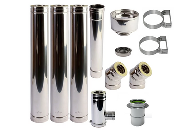 KIT TUBERIA PARA ESTUFAS PELLET DOBLE PARED INOXIDABLE 80MM