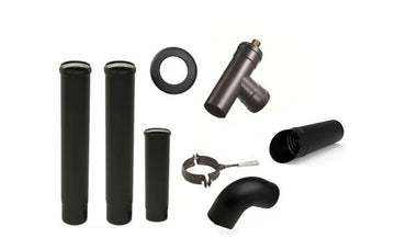 KIT TUBERIA PARA ESTUFAS PELLET SIMPLE PARED NEGRO MATE 80MM