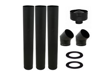 KIT TUBERIA PARA ESTUFAS DE LEÑA SIMPLE PARED NEGRO MATE 150MM